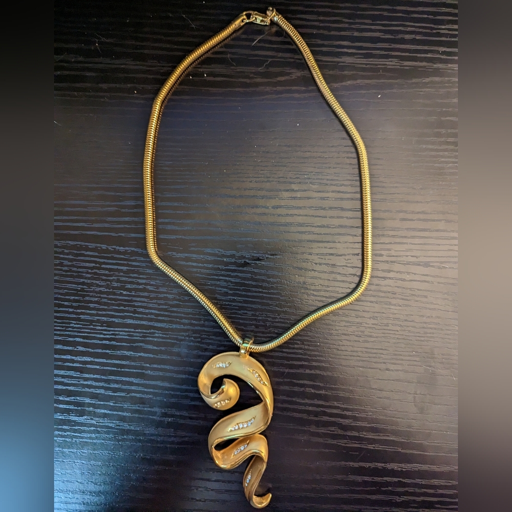 RARE Vintage Gold Toned with Rhinestone  Necklace signed EISENBERG "EC"